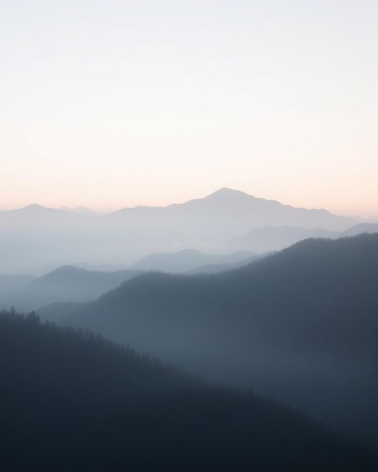 Montanhas com névoa ao amanhecer criadas com IA